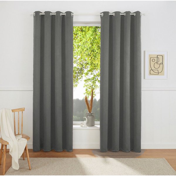 OTTO home Vorhang SOLA mit Ösen, 1er & 2 er Pack, blickdicht/verdunkelnd, Topseller! (1 St), Ösen, verdunkelnd, Polyester, blickdicht, Ösen-Aufhängung, wärmeabw