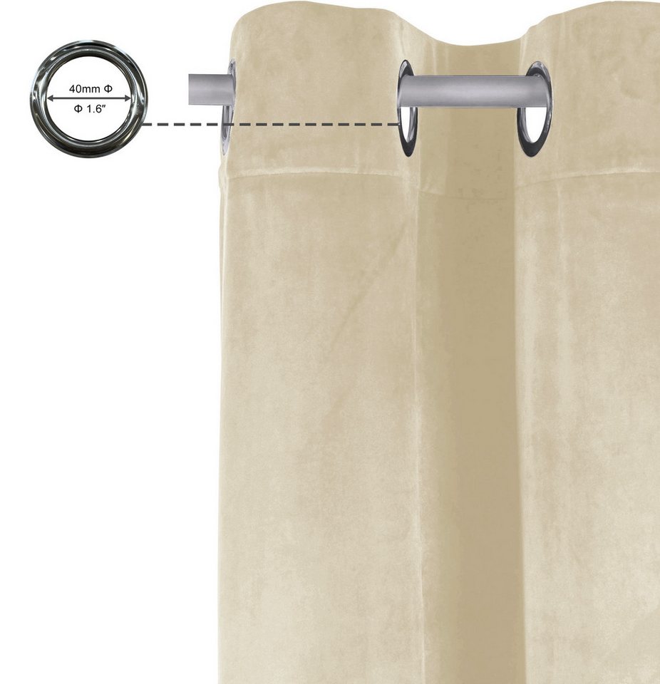 OTTO home Vorhang Velvet Uni, Ösen, blickdicht, 2er-Set, Samt (2 St), Ösen, blickdicht, Polyester, Blickdichter Samt, 2-er Set, edel, Gardine, multifunktional – Bild 3 von 5