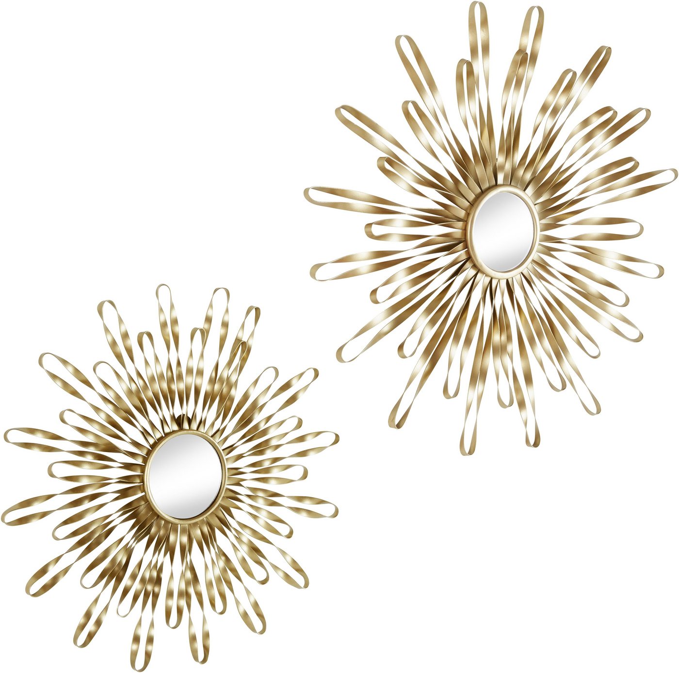 OTTO home Wanddekoobjekt Sonne, im 2er Set: 35 und 46cm (2er-Set, in schwarz, gold-oder silberfarben), Wanddekoration aus Metall mit kleinem Spiegel in der Mitt – Bild 3 von 5
