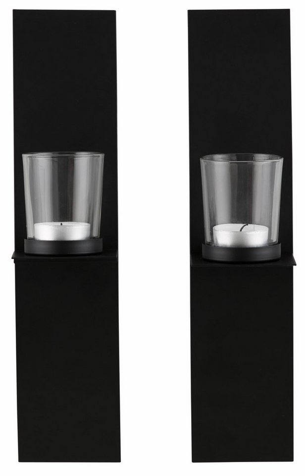 OTTO home Wandkerzenhalter Drammen (Set, 2 St), Landhaus, Metall, Glas, schwarz – Bild 2 von 5