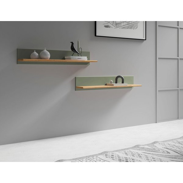 OTTO home Wandregal Ribe,2er Set,teilmassiv mit massiver Ablagefläche, Breite: je 90 cm, Set 2-tlg., Ablageflächen Eiche massiv
