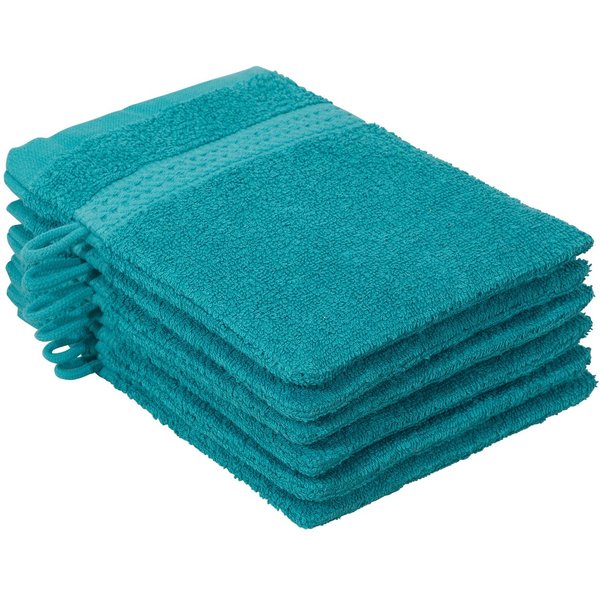 OTTO home Waschhandschuh Juna, 6 Waschhandschuhe 16x21, 100% Baumwolle, Set und als Serie, (6-St), Handtuch-Set, mit Bordüre, Handtücher in Uni-Farben, weich