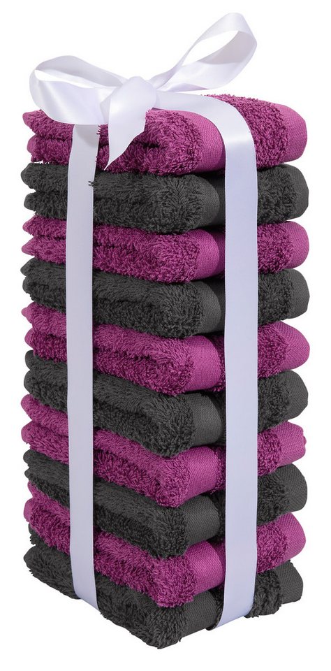 OTTO home Waschlappen Vanessa, 10 Seiftücher, 30x30cm, in Standard- und Premium-Qualität, (Set, 10-St), Handtücher mit Bordüre, 100% Baumwolle, einfarbig, weich – Bild 4 von 5