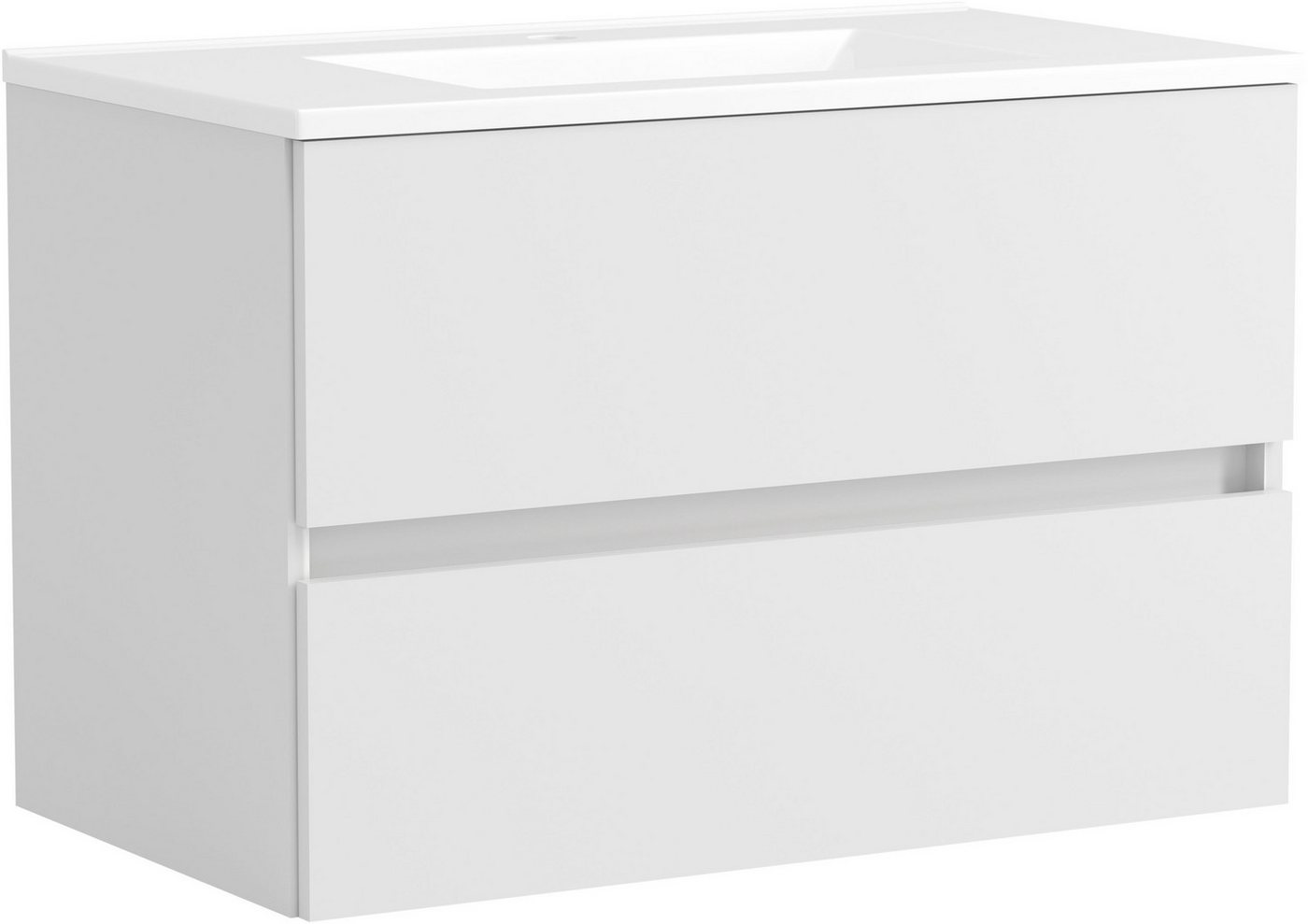 OTTO home Waschtisch BOZEN, 2 Auszüge inklusive Becken und Montagematerial (Badezimmerschrank, grifflos, einfache Montage, Bad-Einrichtung), Maße (B/H/T): ca. 8 – Bild 2 von 5