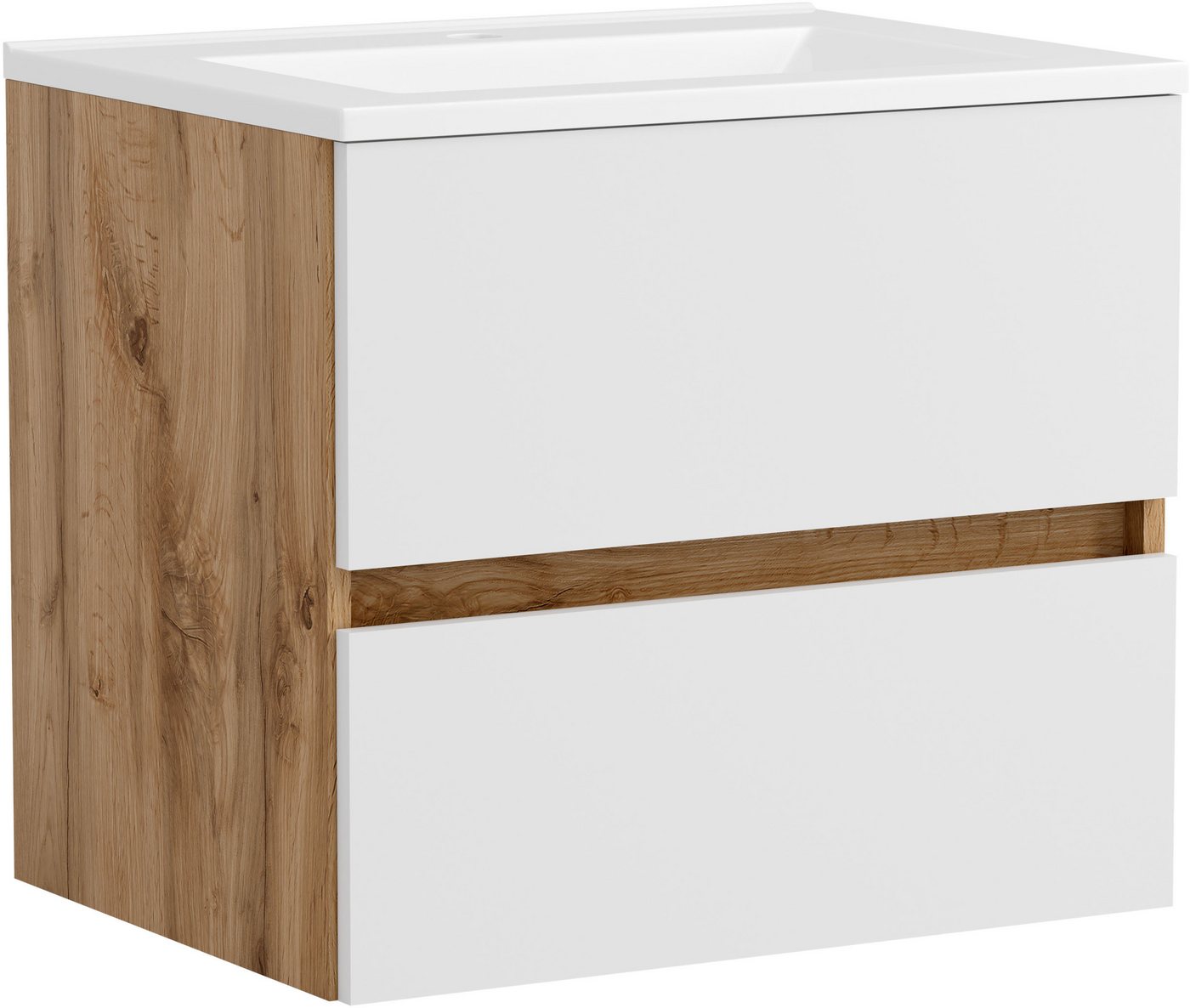 OTTO home Waschtisch BOZEN, 2 Auszüge inklusive Becken und Montagematerial (Badezimmerschrank, grifflos, einfache Montage, Bad-Einrichtung), Maße (B/H/T): ca. 6 – Bild 2 von 5