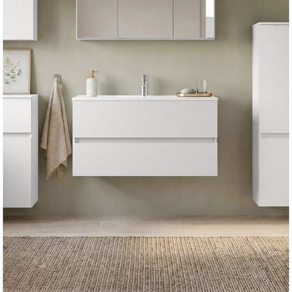 OTTO home Waschtisch BOZEN, 2 Auszüge inklusive Becken und Montagematerial (Badezimmerschrank, grifflos, einfache Montage, Bad-Einrichtung), Maße (B/H/T): ca. 1