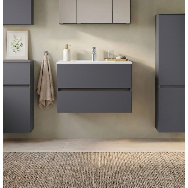 OTTO home Waschtisch BOZEN, 2 Auszüge inklusive Becken und Montagematerial (Badezimmerschrank, grifflos, einfache Montage, Bad-Einrichtung), Maße (B/H/T): ca. 8