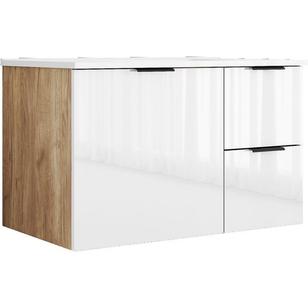 OTTO home Waschtisch Picante, Waschplatz mit Keramikbecken, 80cm, 1Tür und 2 Schubladen, wandhängend