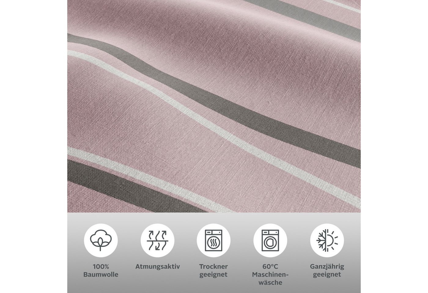 OTTO home Wendebettwäsche Alvara, Linon, 2 teilig, in Gr. 135x200 oder 155x220 cm, 100% Baumwolle, grafisches Motiv – Bild 3 von 5