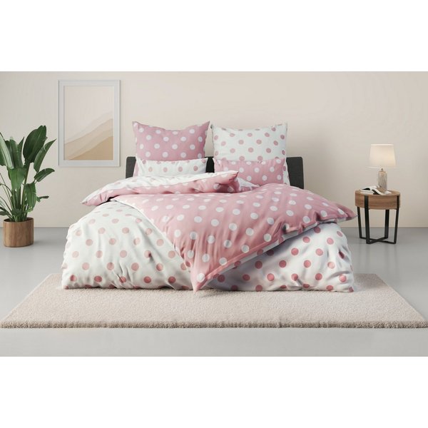 OTTO home Wendebettwäsche Dots, Polycotton recycelt, 2 teilig, ab Größe 135x200 cm, aus recyceltem Material, Bettwäsche mit Punkten