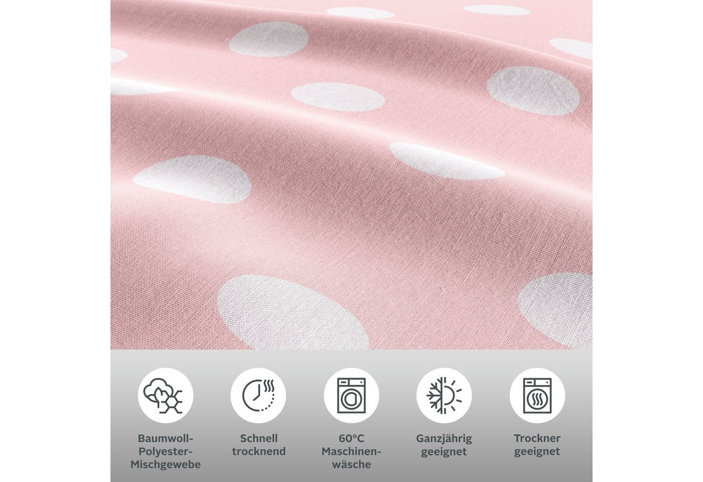 OTTO home Wendebettwäsche Dots, Polycotton recycelt, 2 teilig, ab Größe 135x200 cm, aus recyceltem Material, Bettwäsche mit Punkten – Bild 3 von 5
