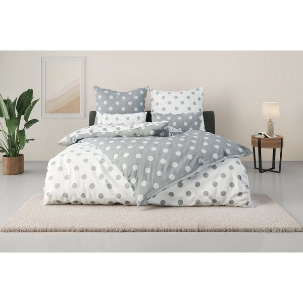 OTTO home Wendebettwäsche Dots, Polycotton recycelt, 2 teilig, ab Größe 135x200 cm, aus recyceltem Material, Bettwäsche mit Punkten