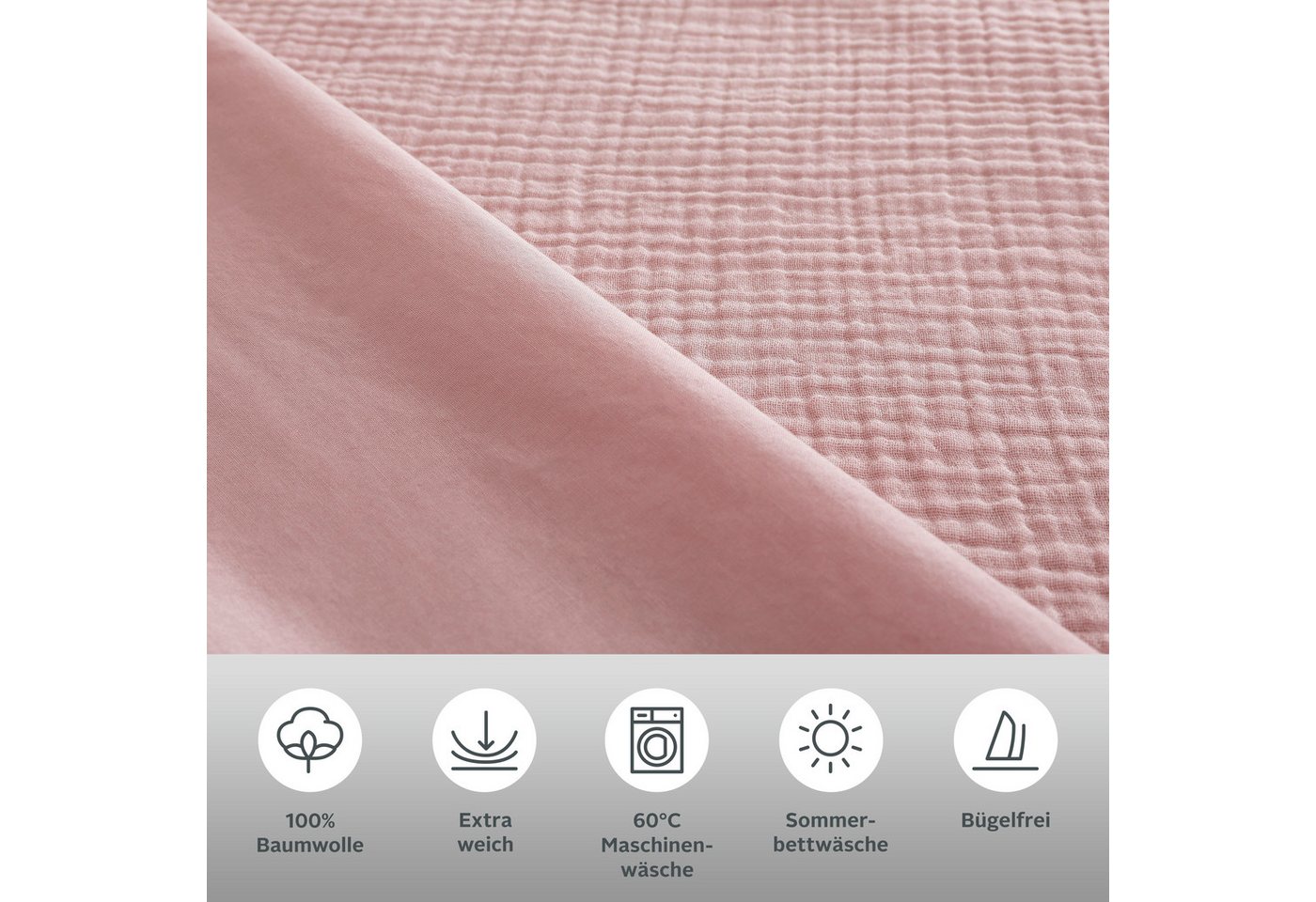 OTTO home Wendebettwäsche Sari3 aus weichem Musselin, Musselin, Renforcé, 2 teilig, NEUHEIT: aus 100% Baumwolle in weichem Musselin, Rückseite Renforcé – Bild 3 von 5