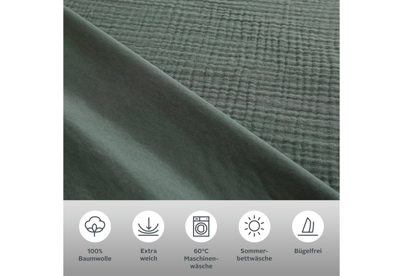 OTTO home Wendebettwäsche Sari3 aus weichem Musselin, Musselin, Renforcé, 2 teilig, NEUHEIT: aus 100% Baumwolle in weichem Musselin, Rückseite Renforcé – Bild 3 von 5