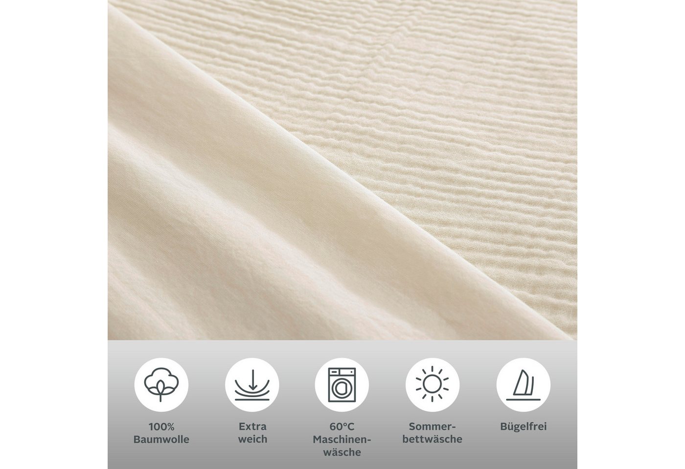 OTTO home Wendebettwäsche Sari3 aus weichem Musselin, Musselin, Renforcé, 2 teilig, NEUHEIT: aus 100% Baumwolle in weichem Musselin, Rückseite Renforcé – Bild 3 von 5