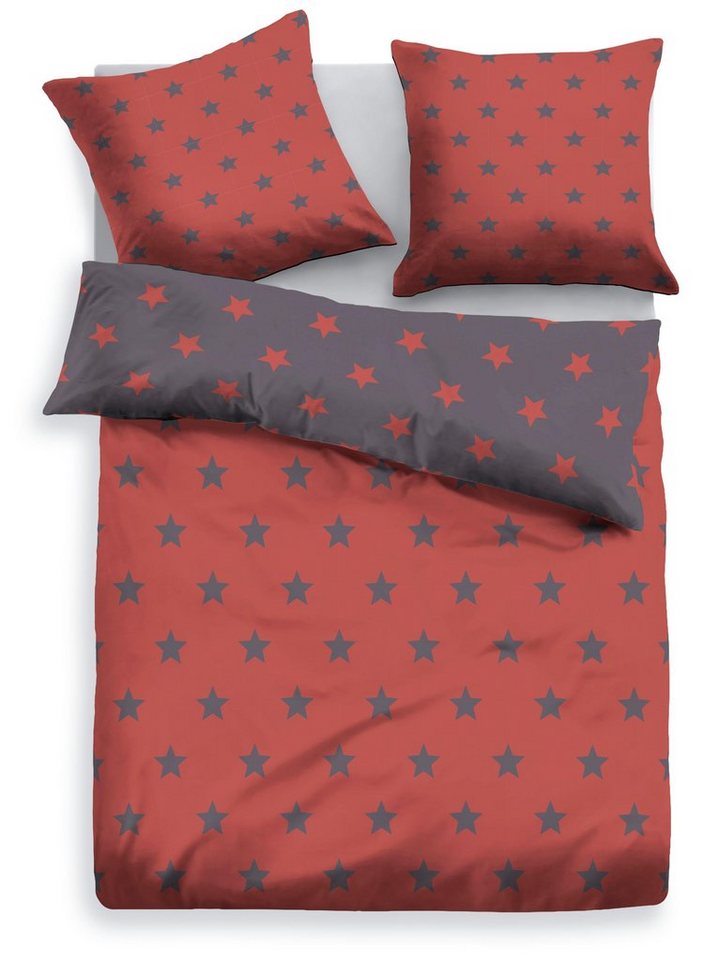 OTTO home Wendebettwäsche STELLA, Biber, 2 teilig, Bettwäsche mit Sternen, Weihnachten, Winter – Bild 2 von 5