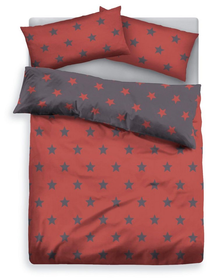 OTTO home Wendebettwäsche STELLA, Biber, 2 teilig, Bettwäsche mit Sternen, Weihnachten, Winter – Bild 2 von 5
