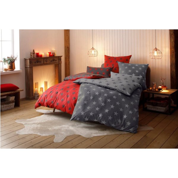 OTTO home Wendebettwäsche STELLA, Biber, 2 teilig, Bettwäsche mit Sternen, Weihnachten, Winter