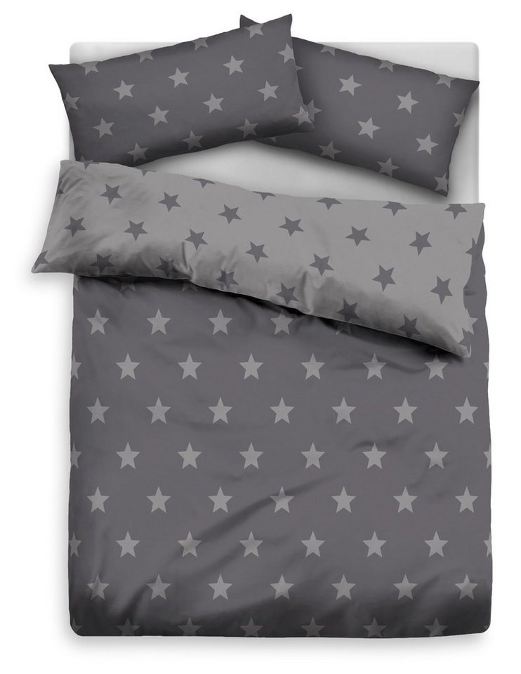 OTTO home Wendebettwäsche STELLA, Biber, 2 teilig, Bettwäsche mit Sternen, Weihnachten, Winter – Bild 2 von 5