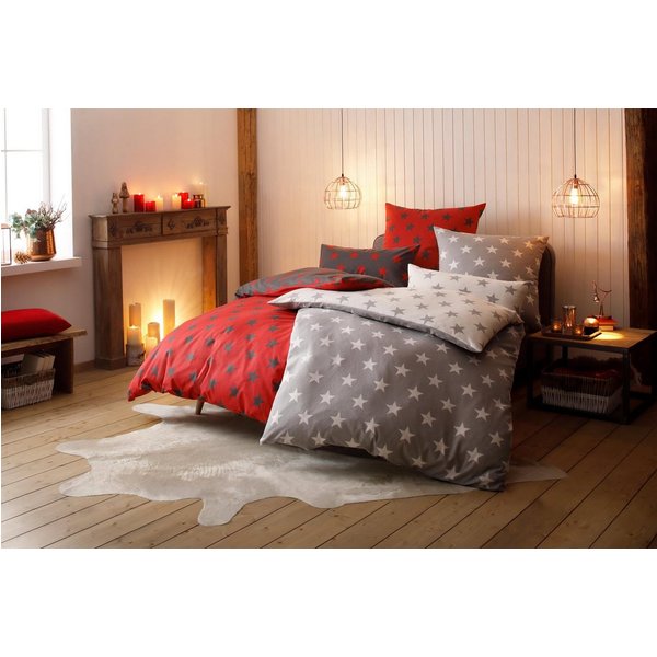 OTTO home Wendebettwäsche STELLA, Biber, 2 teilig, Bettwäsche mit Sternen, Weihnachten, Winter