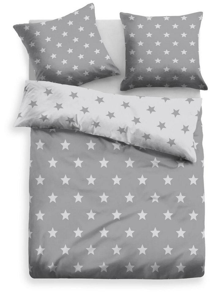 OTTO home Wendebettwäsche STELLA, Biber, 2 teilig, Bettwäsche mit Sternen, Weihnachten, Winter – Bild 2 von 5
