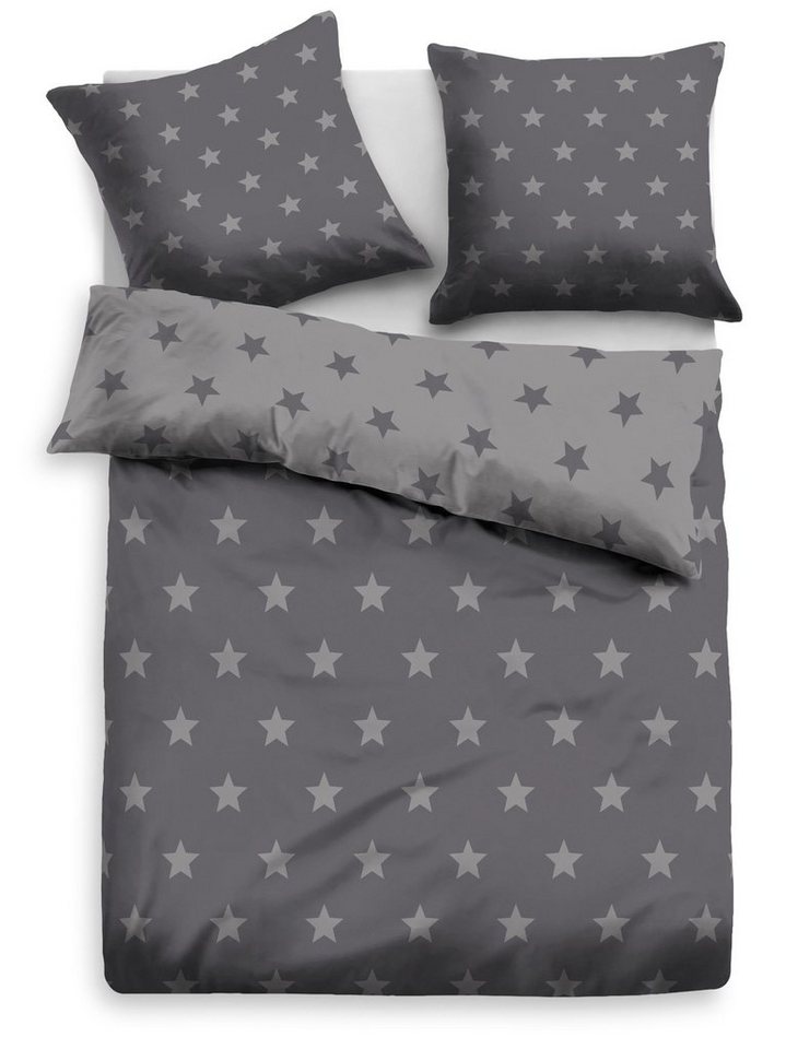 OTTO home Wendebettwäsche STELLA, Biber, 2 teilig, Bettwäsche mit Sternen, Weihnachten, Winter – Bild 2 von 5