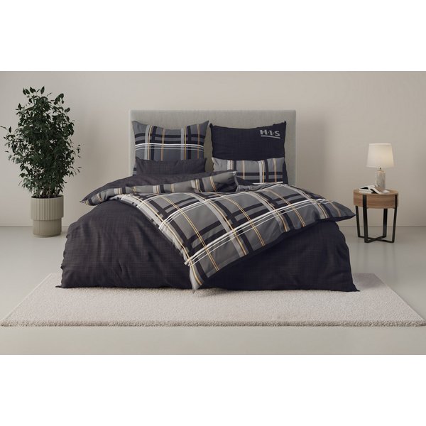OTTO home Wendebettwäsche Talin, Linon, 2 teilig, ab Gr. 135x200, 100% Baumwolle, Karo-Design, Marke H.I.S. by OTTO home