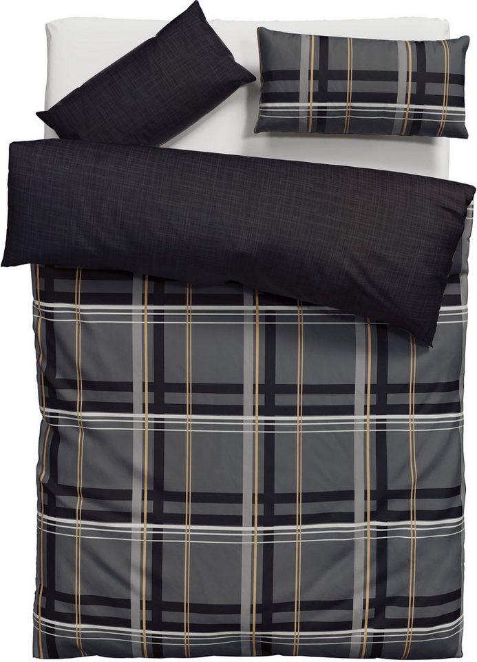 OTTO home Wendebettwäsche Talin, Linon, 2 teilig, ab Gr. 135x200, 100% Baumwolle, Karo-Design, Marke H.I.S. by OTTO home – Bild 2 von 5