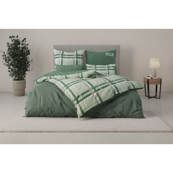 OTTO home Wendebettwäsche Talin, Linon, 2 teilig, ab Gr. 135x200, 100% Baumwolle, Karo-Design, Marke H.I.S. by OTTO home