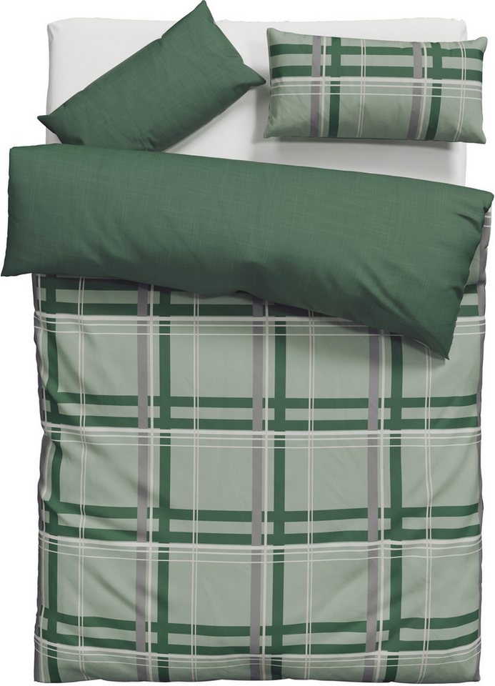 OTTO home Wendebettwäsche Talin, Linon, 2 teilig, ab Gr. 135x200, 100% Baumwolle, Karo-Design, Marke H.I.S. by OTTO home – Bild 2 von 5