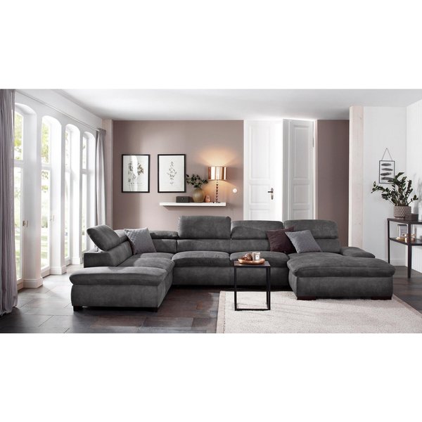 OTTO home Wohnlandschaft Alberto U-Form, B: 350 cm, mit Kopfteilverstellung, XXL-Sofa, mit Schlaffunktion, Couch mit Lederoption