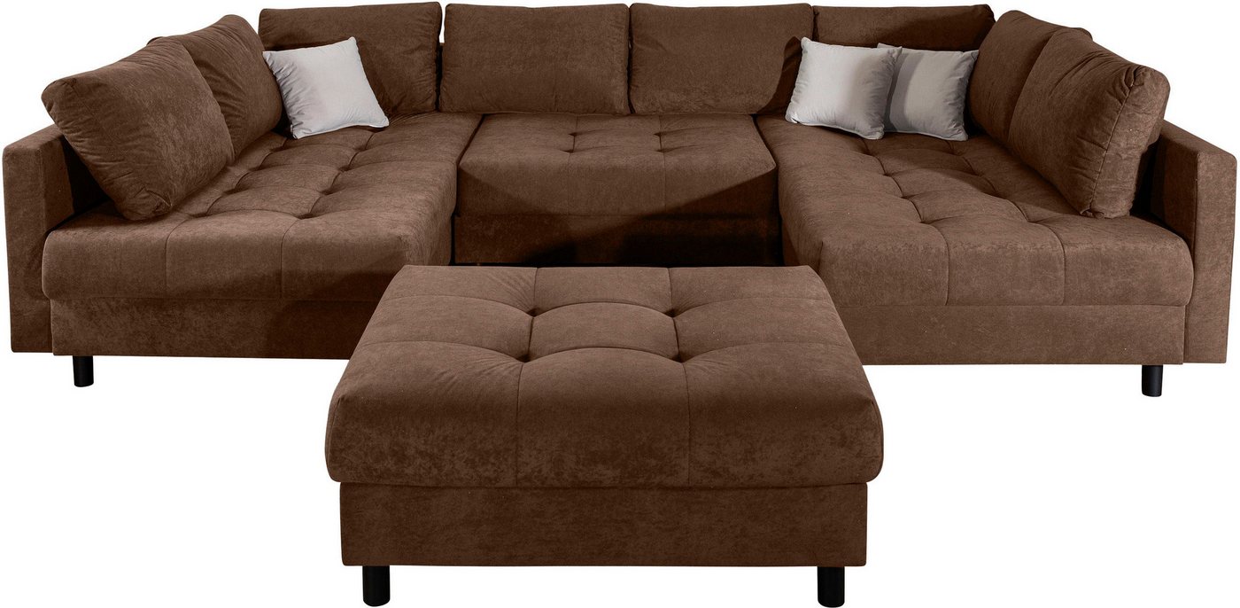 OTTO home Wohnlandschaft Antonia U-Form, B: 298 cm, inkl. Hocker, Federkernpolsterung, extra große Liegefläche, 282x178cm, inkl. 3 Zierkissen – Bild 2 von 5