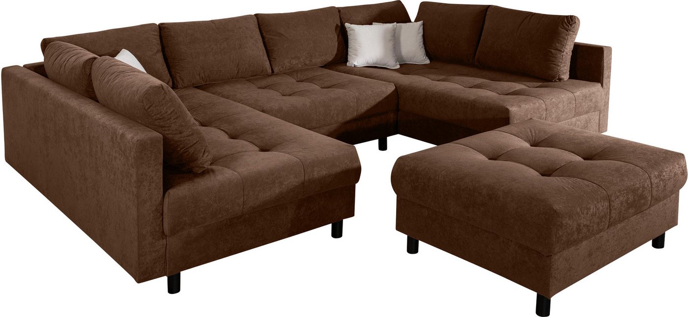 OTTO home Wohnlandschaft Antonia U-Form, B: 298 cm, inkl. Hocker, Federkernpolsterung, extra große Liegefläche, 282x178cm, inkl. 3 Zierkissen – Bild 5 von 5
