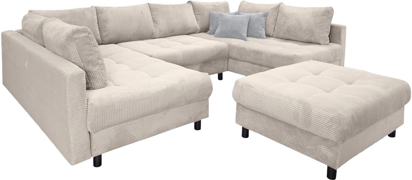 OTTO home Wohnlandschaft Antonia U-Form, B: 298 cm, inkl. Hocker, Federkernpolsterung, extra große Liegefläche, 282x178cm, inkl. 3 Zierkissen – Bild 5 von 5