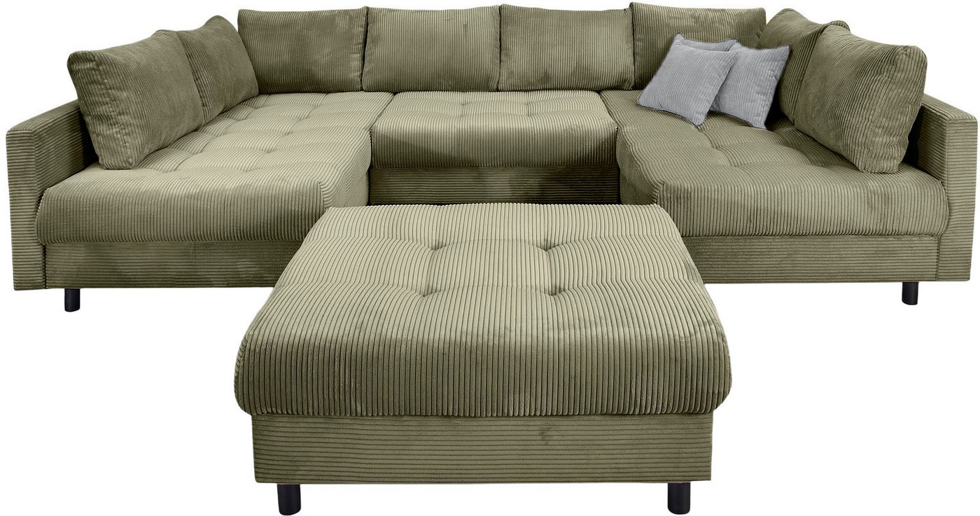 OTTO home Wohnlandschaft Antonia U-Form, B: 298 cm, inkl. Hocker, Federkernpolsterung, extra große Liegefläche, 282x178cm, inkl. 3 Zierkissen – Bild 2 von 5