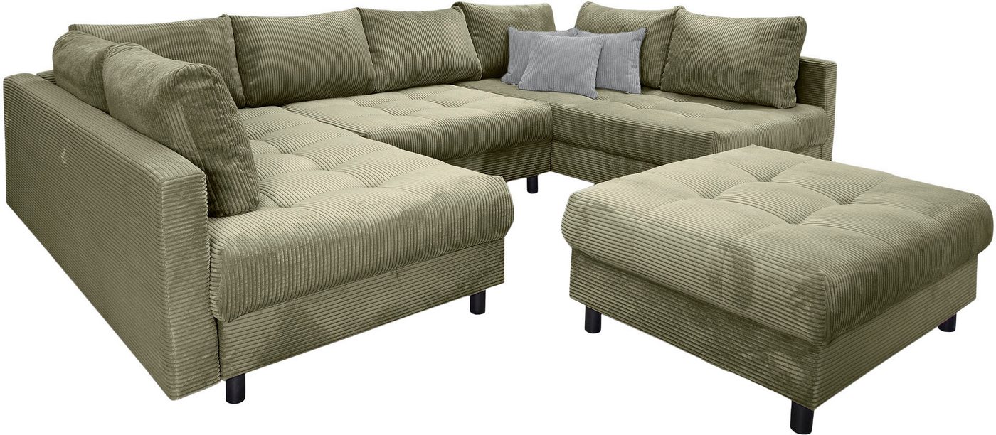 OTTO home Wohnlandschaft Antonia U-Form, B: 298 cm, inkl. Hocker, Federkernpolsterung, extra große Liegefläche, 282x178cm, inkl. 3 Zierkissen – Bild 5 von 5