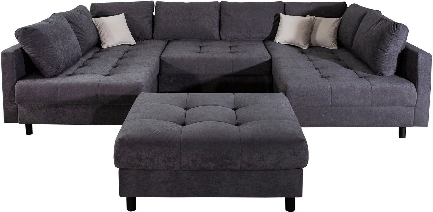 OTTO home Wohnlandschaft Antonia U-Form, B: 298 cm, inkl. Hocker, Federkernpolsterung, extra große Liegefläche, 282x178cm, inkl. 3 Zierkissen – Bild 2 von 5