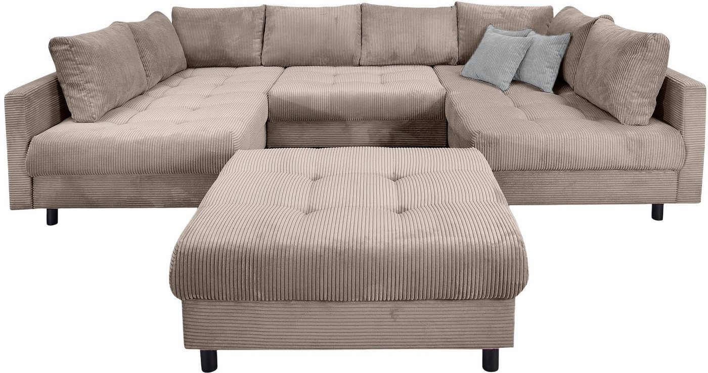 OTTO home Wohnlandschaft Antonia U-Form, B: 298 cm, inkl. Hocker, Federkernpolsterung, extra große Liegefläche, 282x178cm, inkl. 3 Zierkissen – Bild 2 von 5