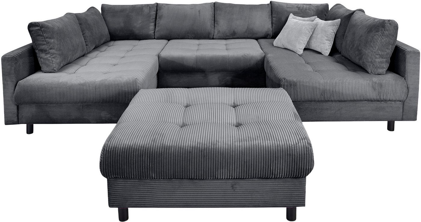 OTTO home Wohnlandschaft Antonia U-Form, B: 298 cm, inkl. Hocker, Federkernpolsterung, extra große Liegefläche, 282x178cm, inkl. 3 Zierkissen – Bild 2 von 5