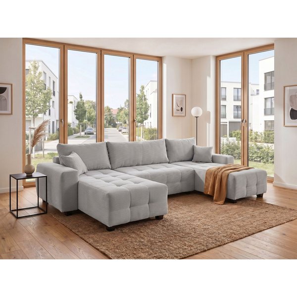 OTTO home Wohnlandschaft Bella U-Form, B: 314 cm, inkl. Schlaffunktion, auch in Cord, inkl. Bettkasten, Bonellfederkern, extra große Liegefläche: 269x135cm