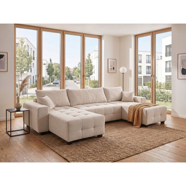 OTTO home Wohnlandschaft Bella U-Form, B: 314 cm, inkl. Schlaffunktion, auch in Cord, inkl. Bettkasten, Bonellfederkern, extra große Liegefläche: 269x135cm