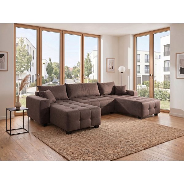 OTTO home Wohnlandschaft Bella U-Form, B: 314 cm, inkl. Schlaffunktion, auch in Cord, inkl. Bettkasten, Bonellfederkern, extra große Liegefläche: 269x135cm