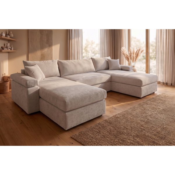 OTTO home Wohnlandschaft Cosy U-Form, B: 309 cm, XXL-Wohnlandschaft mit Federkern, 2 Zierkissen, Mega-Sofa, Cord oder Struktur weich, Kaltschaumauflage