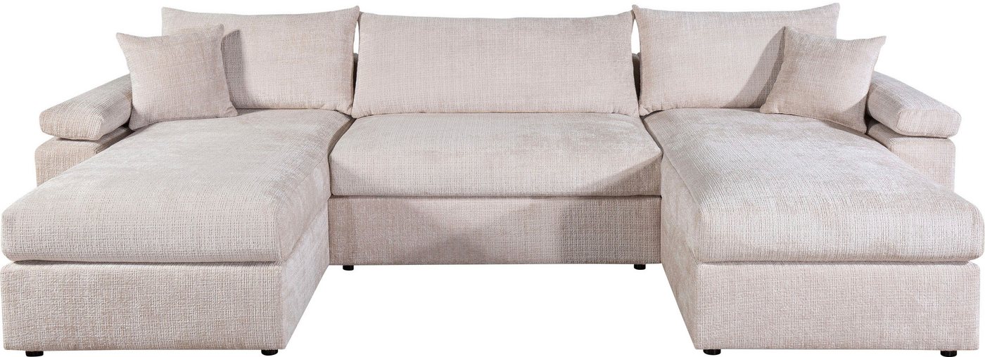 OTTO home Wohnlandschaft Cosy U-Form, B: 309 cm, XXL-Wohnlandschaft mit Federkern, 2 Zierkissen, Mega-Sofa, Cord oder Struktur weich, Kaltschaumauflage – Bild 2 von 5