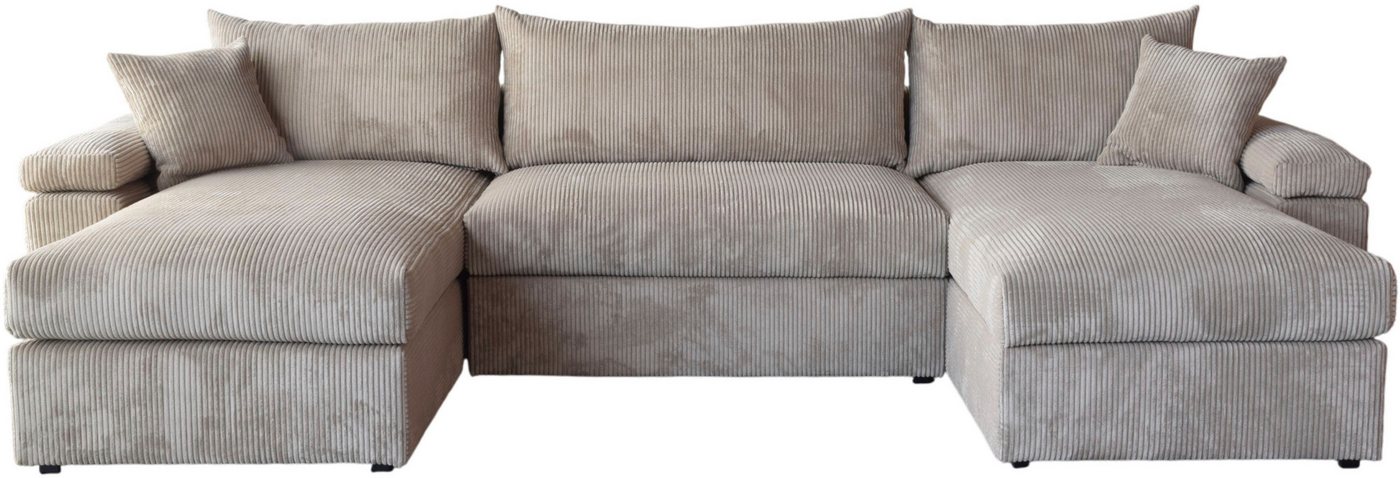 OTTO home Wohnlandschaft Cosy U-Form, B: 309 cm, XXL-Wohnlandschaft mit Federkern, 2 Zierkissen, Mega-Sofa, Cord oder Struktur weich, Kaltschaumauflage – Bild 2 von 5