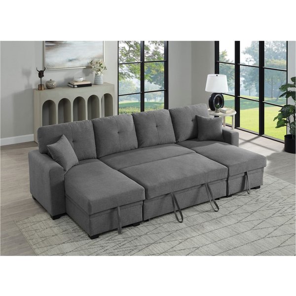 OTTO home Wohnlandschaft Gerrit U-Form, Br. 282 cm Couch, Liegefl. 125x215 cm, mit Schlaffunktion, 2 Bettkästen & 2 Zierkissen