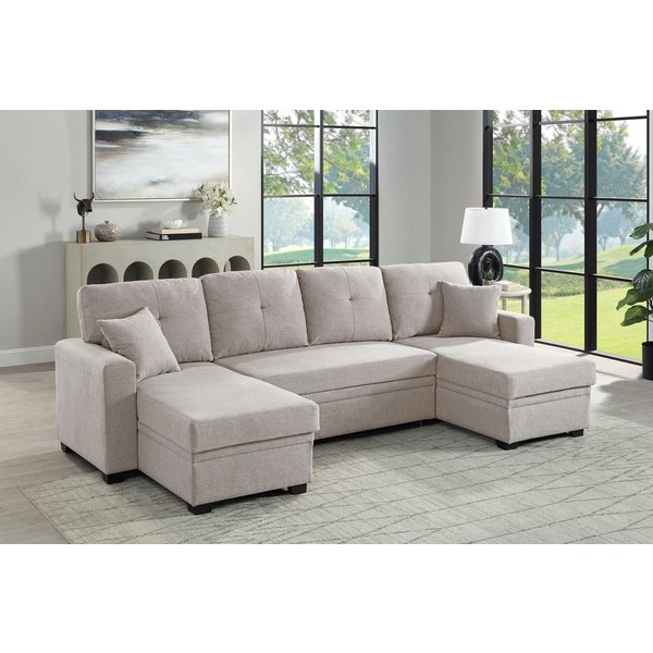 OTTO home Wohnlandschaft Gerrit U-Form, Br. 282 cm Couch, Liegefl. 125x215 cm, mit Schlaffunktion, 2 Bettkästen & 2 Zierkissen