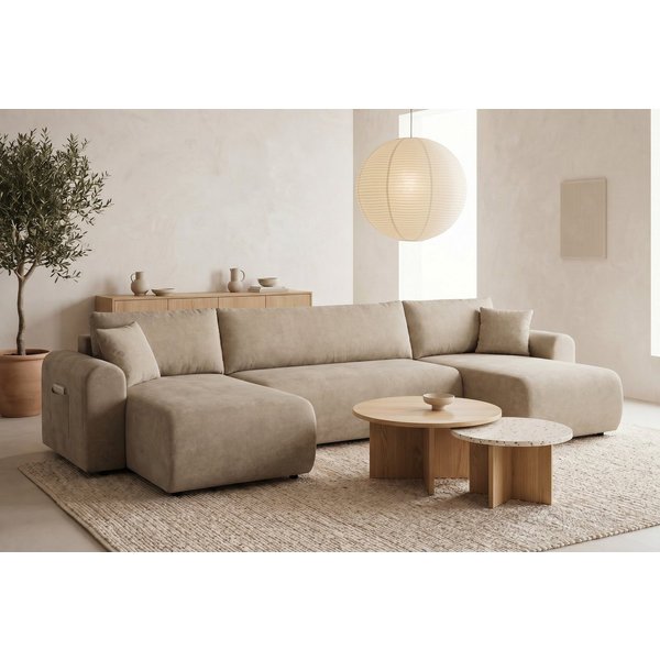 OTTO home Wohnlandschaft JONAA Feinstruktur, U-Form, 311 cm. -OTTO. Verlässliche Qualität, Tonnentaschen-Federkern, Bettkasten, Schlafsofa (133/270)