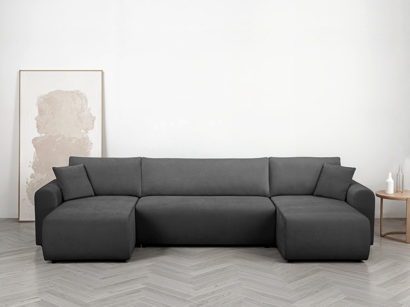 OTTO home Wohnlandschaft JONAA Feinstruktur, U-Form, 311 cm. -OTTO. Verlässliche Qualität, Tonnentaschen-Federkern, Bettkasten, Schlafsofa (133/270) – Bild 2 von 5
