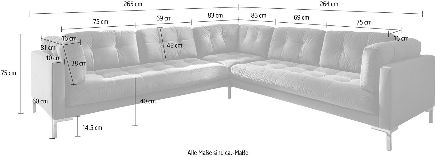 OTTO home Wohnlandschaft Landau U-Form, in Cord-Stoff mit Metallfuß – Bild 3 von 4